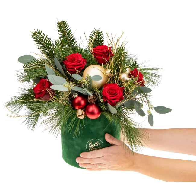 vánoční box s růžemi